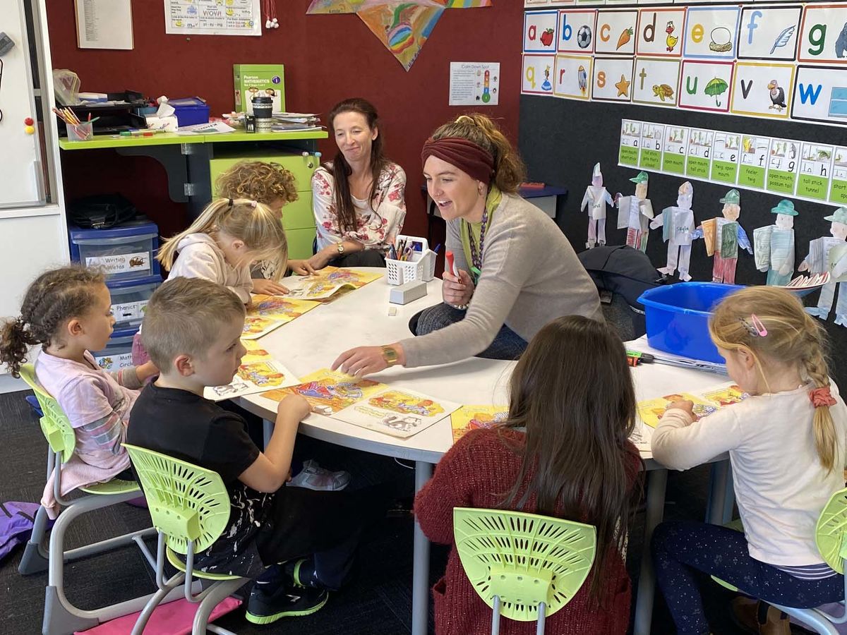 students learning